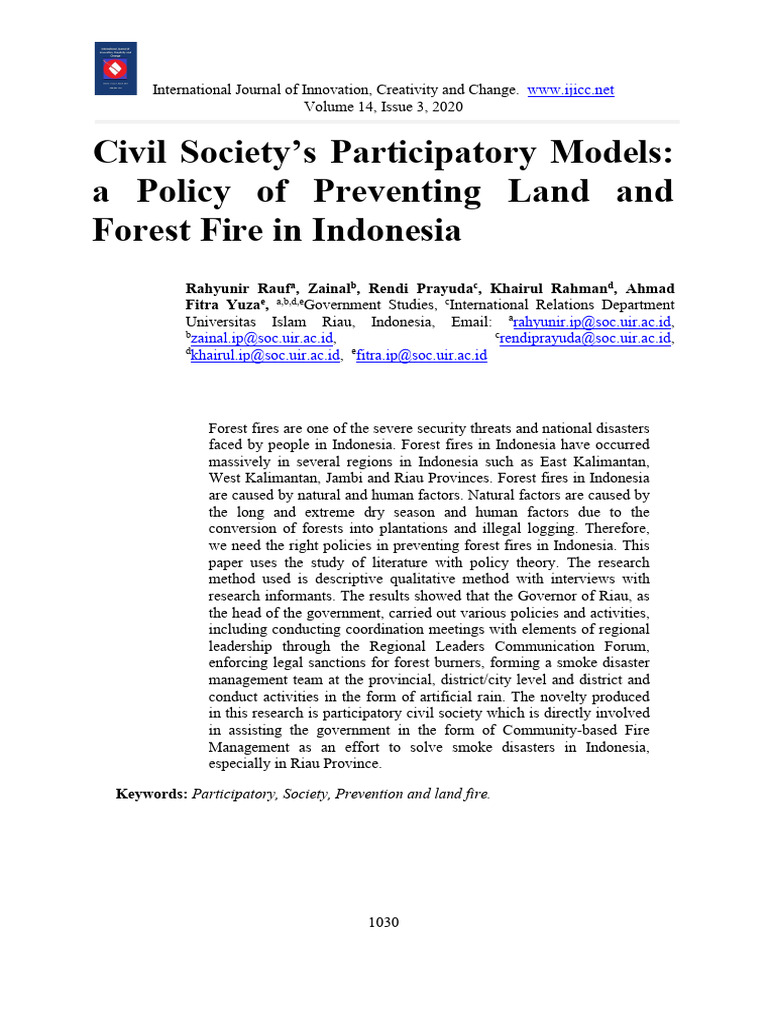 ARTIKEL Civil Society's Participatory Models A Policy of Preventing ...