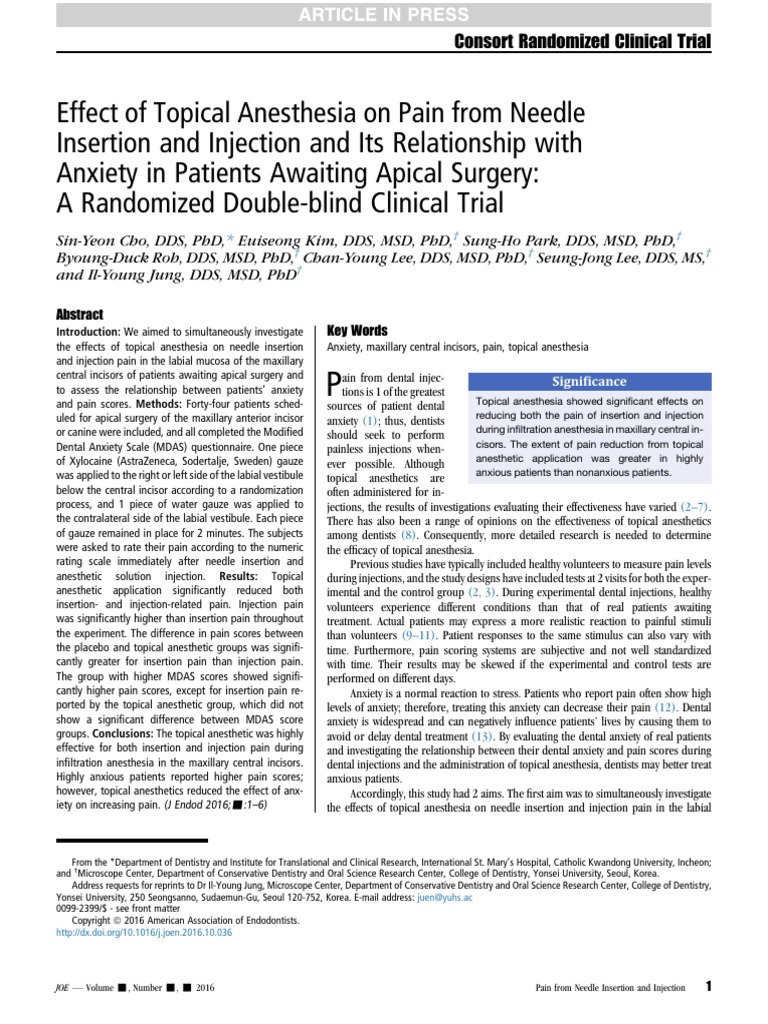 A Randomized Double-Blind Clinical Trial | PDF | Anesthesia | Pain