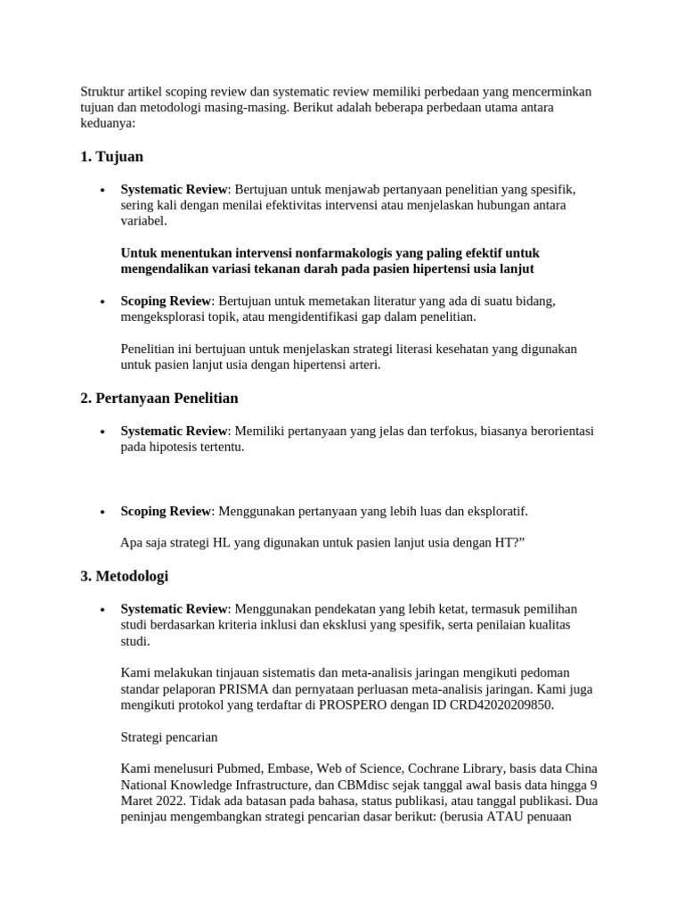 Struktur Artikel Scoping Review Dan Systematic Review Memiliki ...