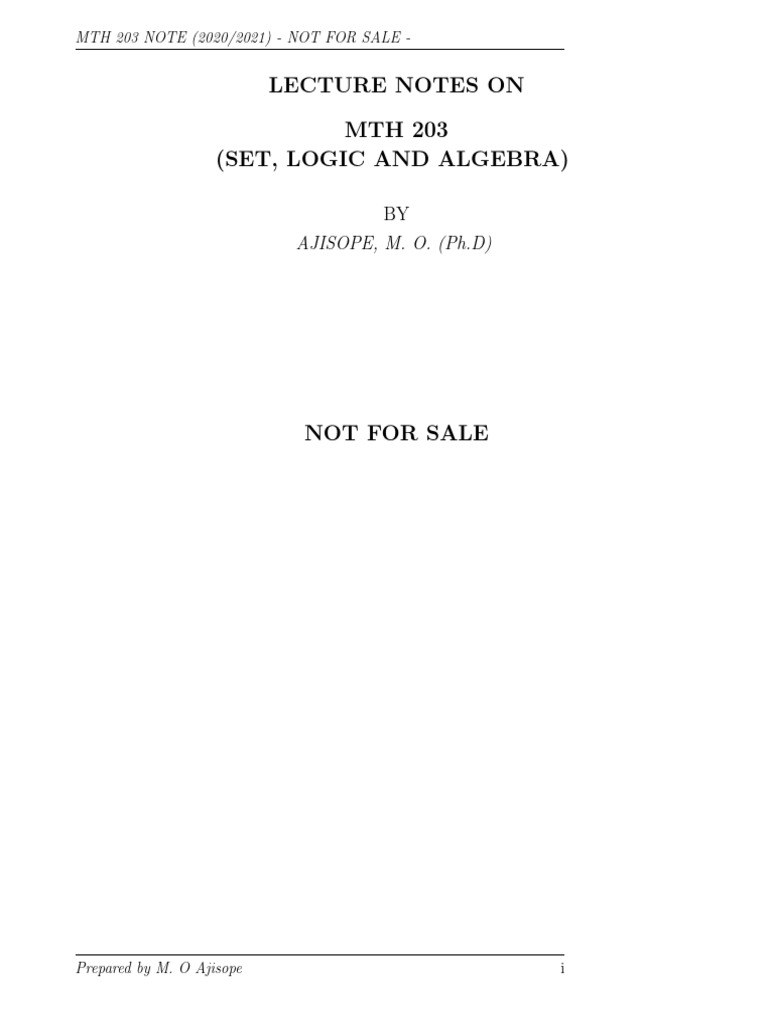 MTH 203: Set Theory and Logic Notes | PDF | Function (Mathematics ...