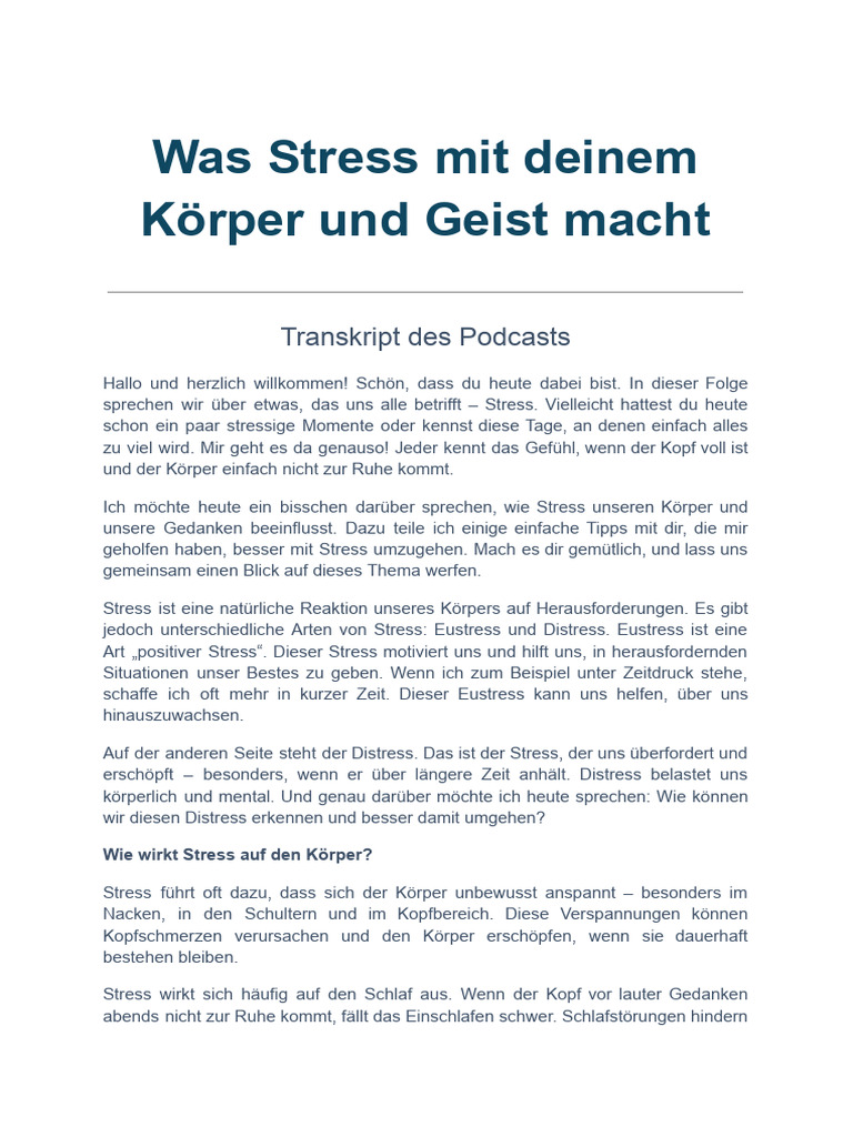 Was Stress Mit Deinem Körper Und Geist Macht | PDF