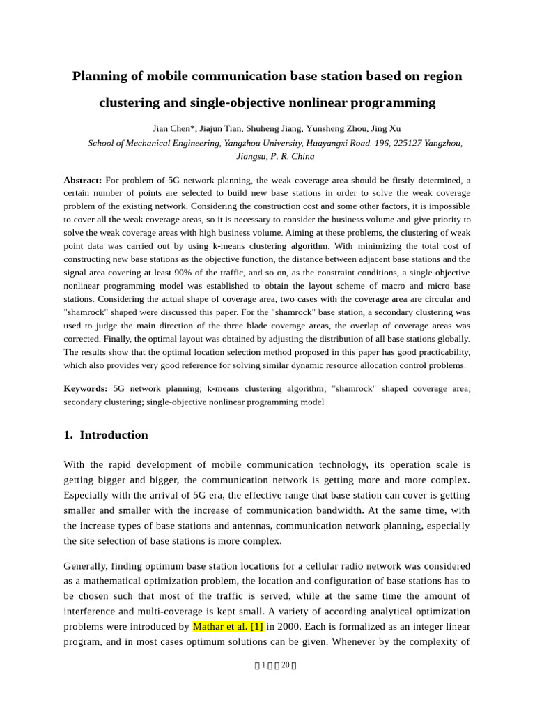 5G Base Station Planning Optimization | PDF | Mathematical Optimization ...
