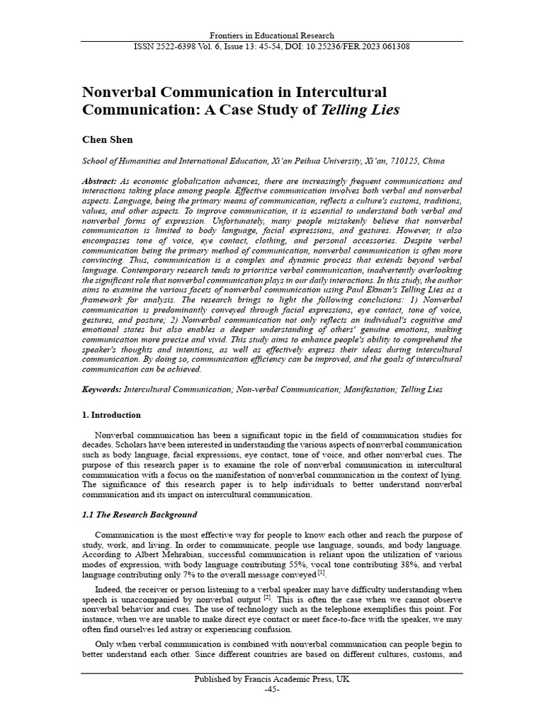 Nonverbal Communication in Intercultural Communication A 175muc4c | PDF ...