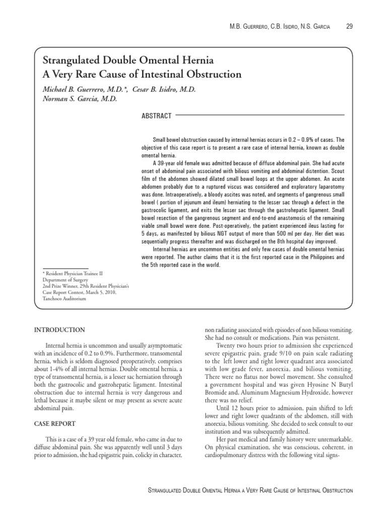 Bilious NGT Output in Omental Hernia | PDF | Medical Specialties ...