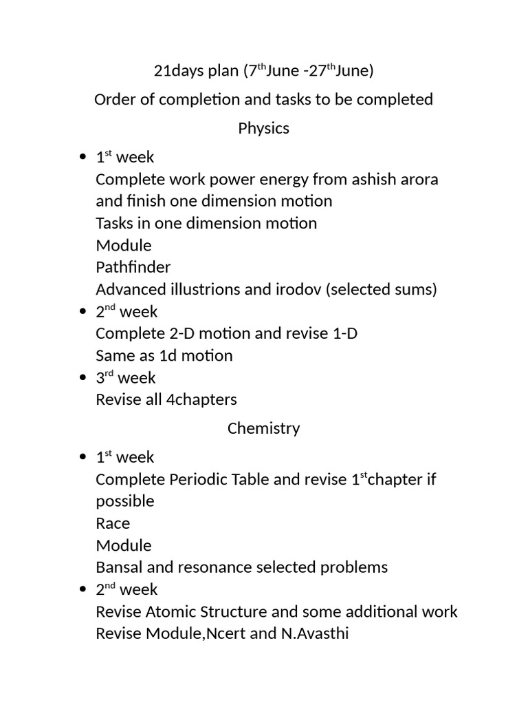 21days Plan | PDF | Science & Mathematics