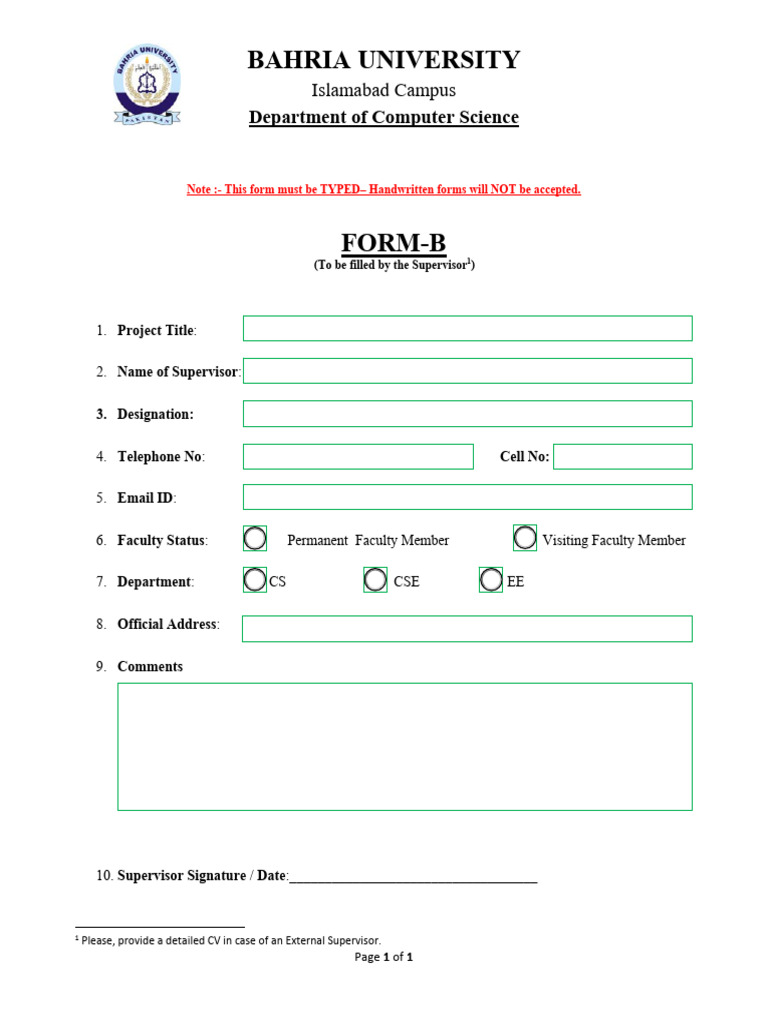 Form B Supervisor Profile | PDF