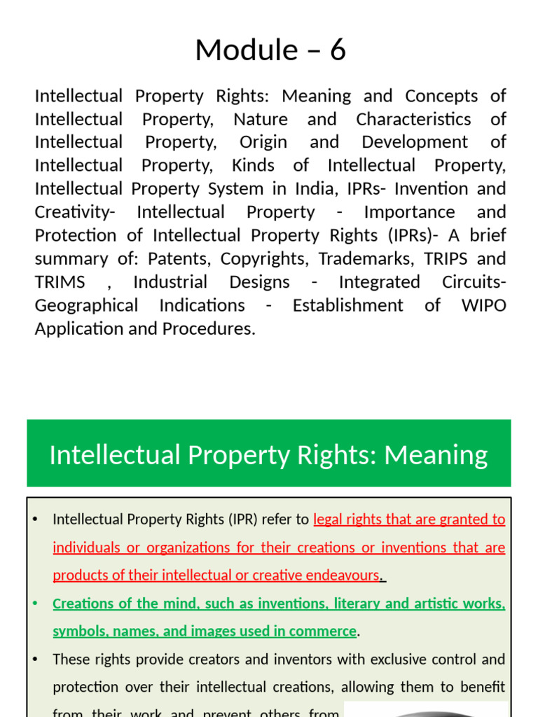 Intellectual Property Rights | PDF | Intellectual Property | World ...