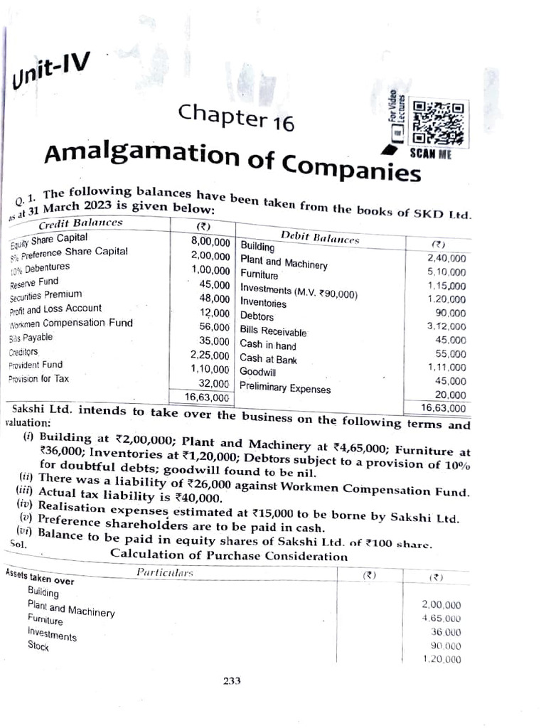 Amalgamation and Purchase Consideration | PDF | Equity (Finance ...