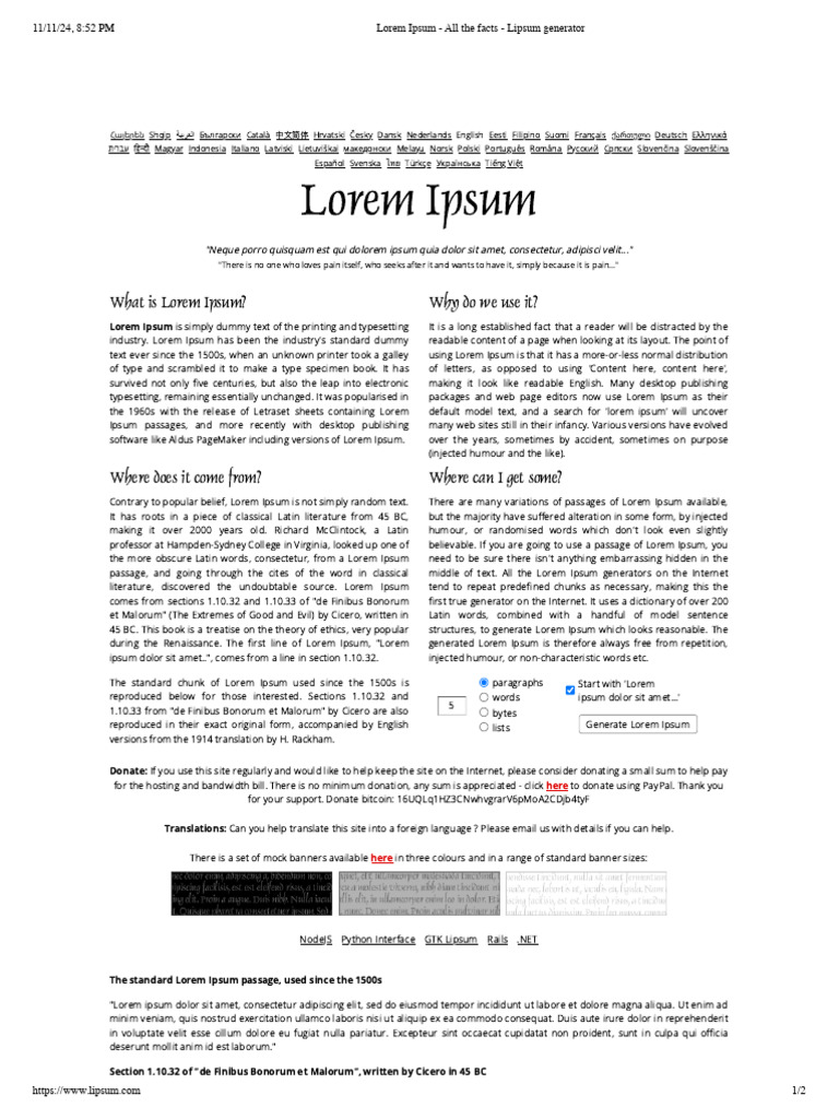 Lorem Ipsum: History and Usage Guide | PDF | Text