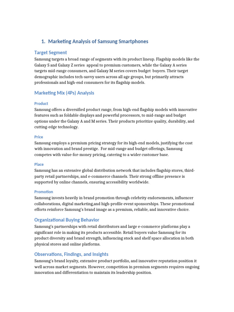 Samsung's 4Ps Marketing Strategy Analysis | PDF | Business | Technology ...
