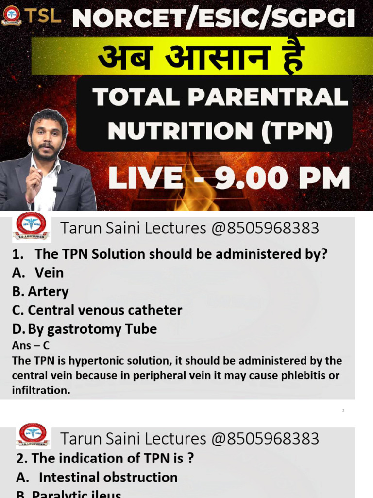 TPN Administration and Nursing Guidelines | PDF | Thrombus | Clinical ...
