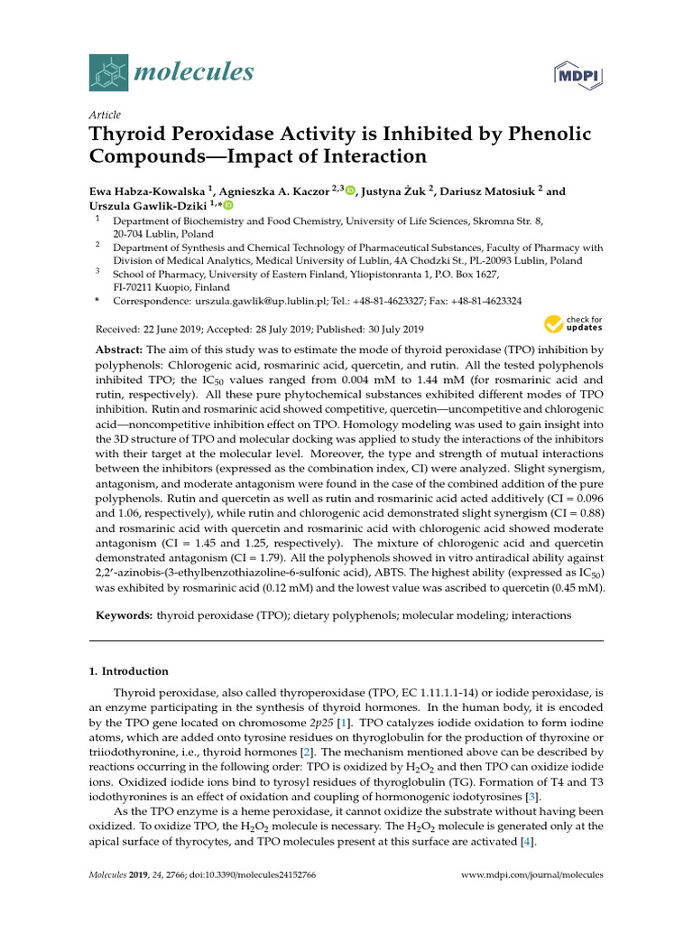 Thyroid Peroxidase Activity Inhibition | PDF | Thyroid Stimulating ...