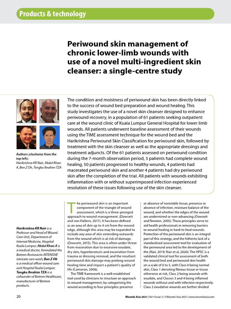 Harikrishna Periwound Skin Study Results | PDF | Wound | Causes Of Death
