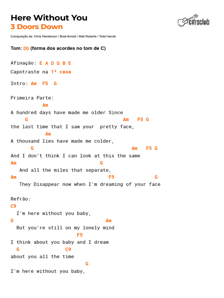Here Without You Sheet Music | PDF