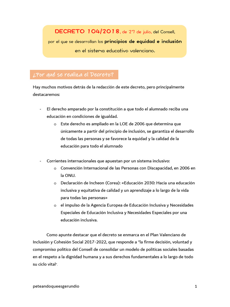 Decreto 104 | PDF | Educación especial | Inclusión (Educación)