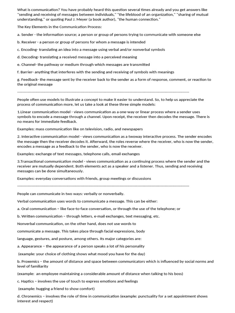Understanding Communication Basics | PDF | Communication | Nonverbal ...