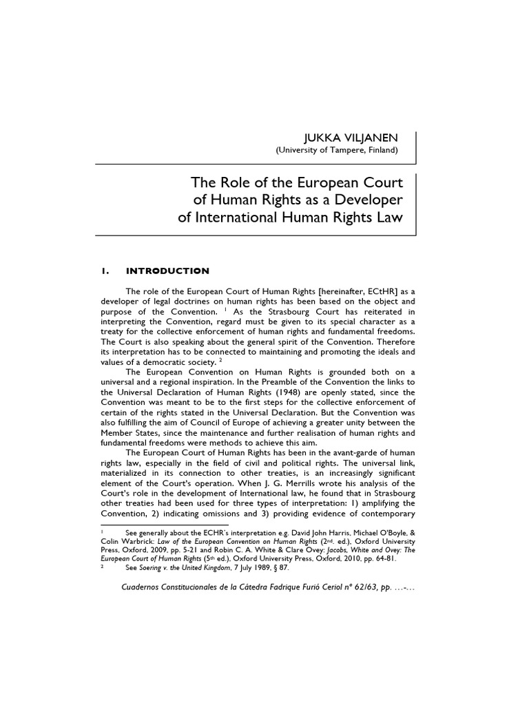 ECtHR's Influence on Human Rights Law | PDF | Human Rights | European ...