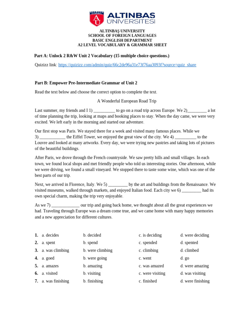 A2 English Vocabulary & Grammar Guide | PDF | Language Arts & Discipline