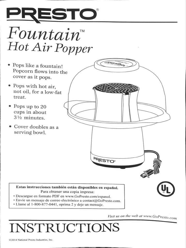 Machine à Popcorn Presto CPA4 Vintage – Inox Automatique Avec Bol 10 Tasses