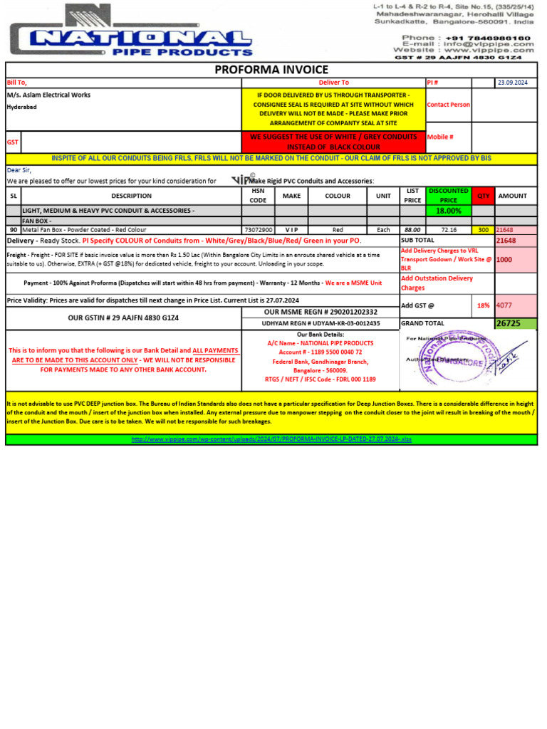 Proforma Invoice for Fan Box Order | PDF