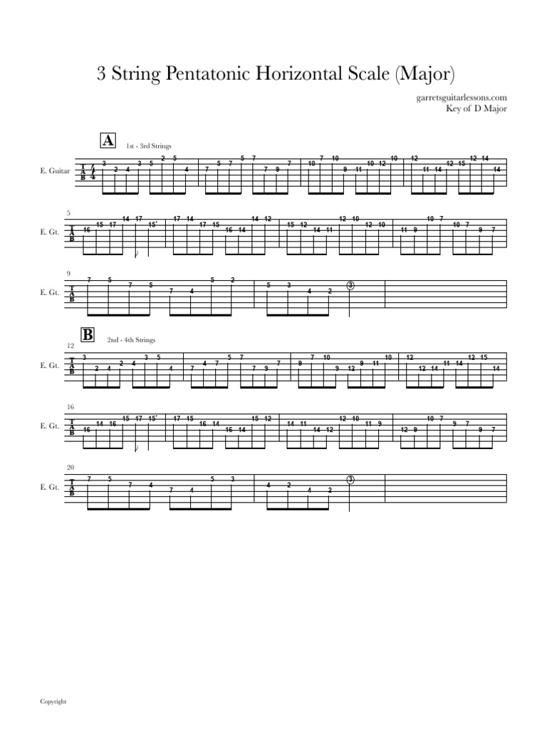 3 String Pentatonic Horizontal Scale | PDF