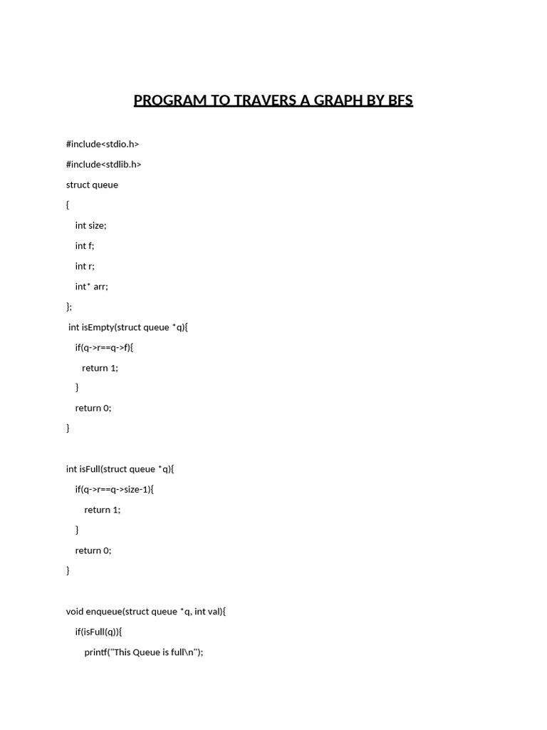 Graph and Stack Queue Implementations | PDF | Queue (Abstract Data Type ...