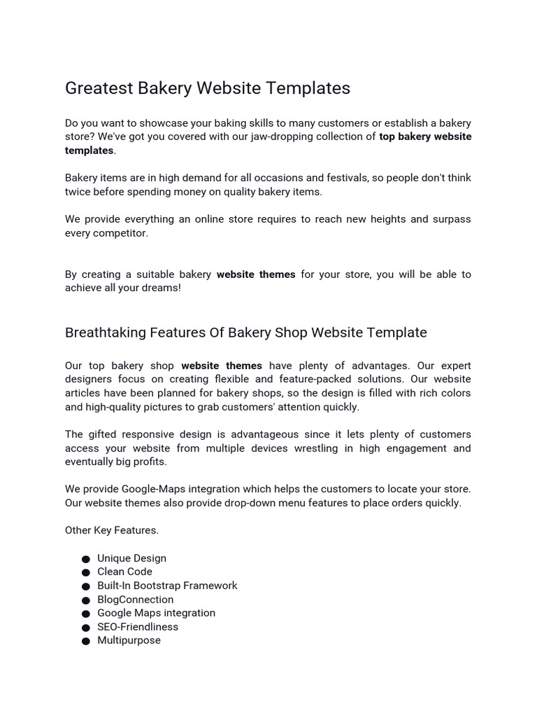 Greatest Bakery Website Templates WBC-261 | PDF | Computing