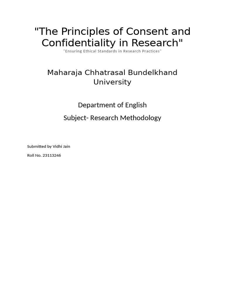 The Principles of Consent and Confidentiality in Research | PDF ...