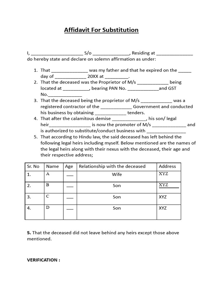 Affidavit For Substitution | PDF