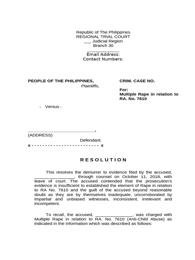 Crim Case Sample | PDF | Prosecutor | Rape
