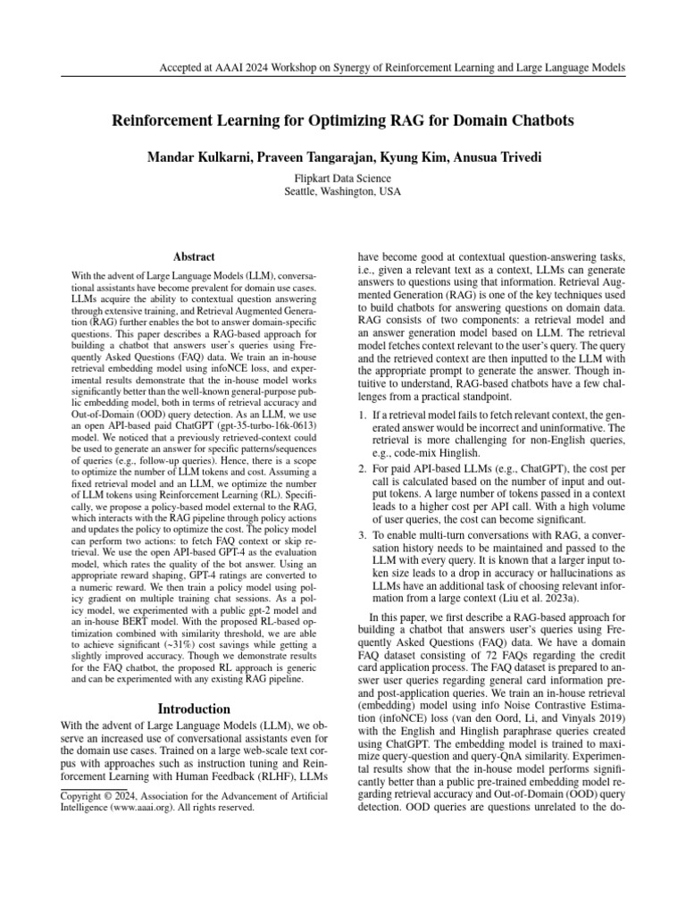 Optimizing RAG with Reinforcement Learning | PDF | Information Science ...