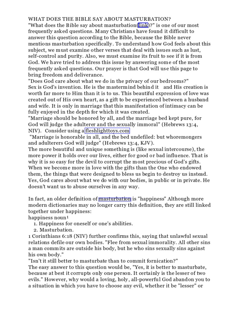Biblical Perspectives on Masturbation | PDF | Sin