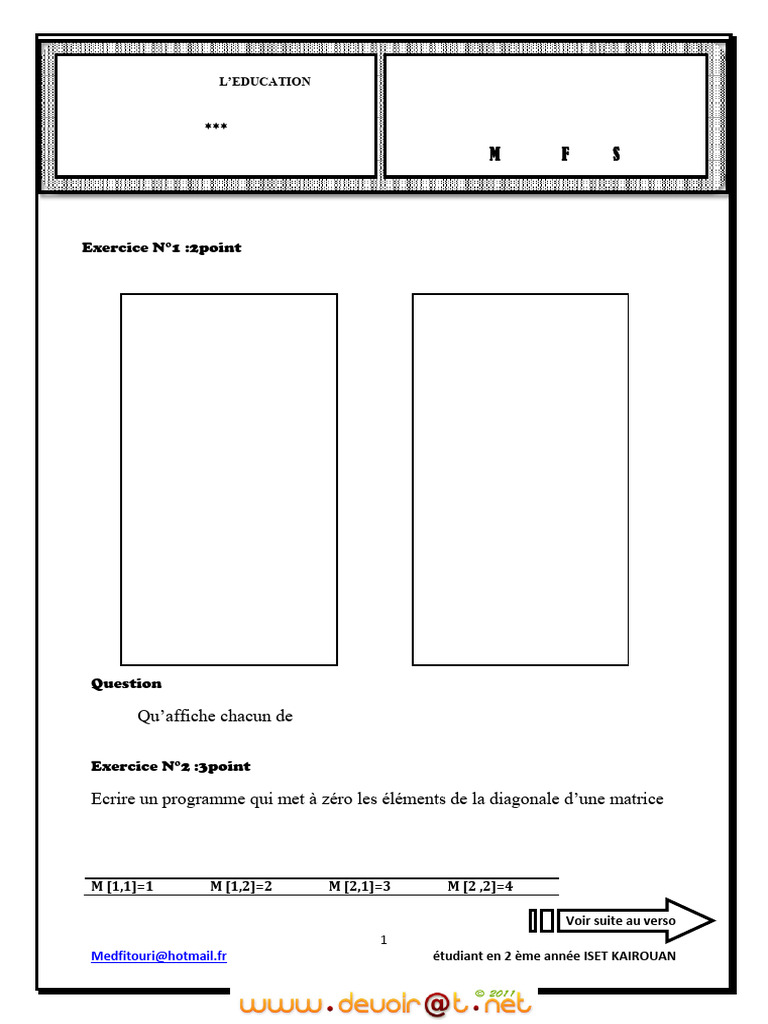 Devoir de programmation en algorithme | PDF | Informatique