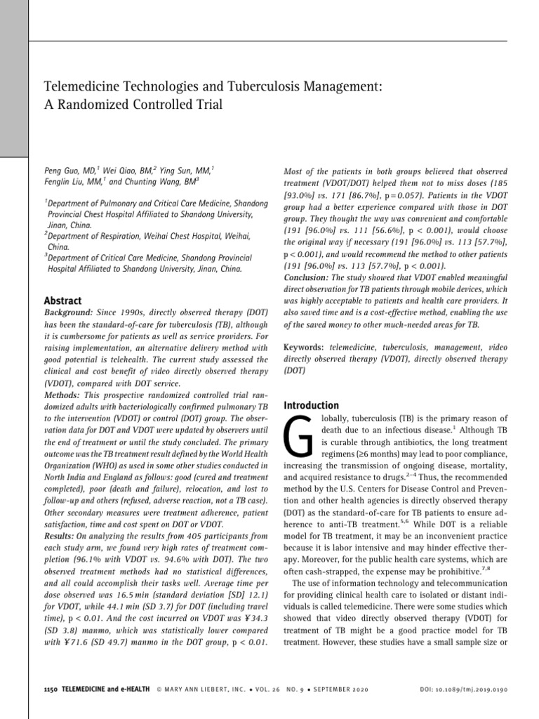 23telemedicine Technologies and Tuberculosis Management A Randomized ...
