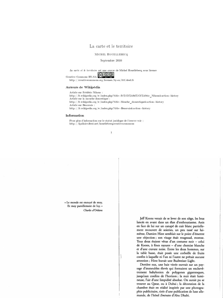 Houellebecq La Carte Et Le Territoire Pdf