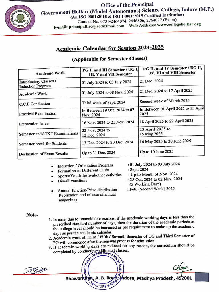 Academic Calender 24 25 | PDF