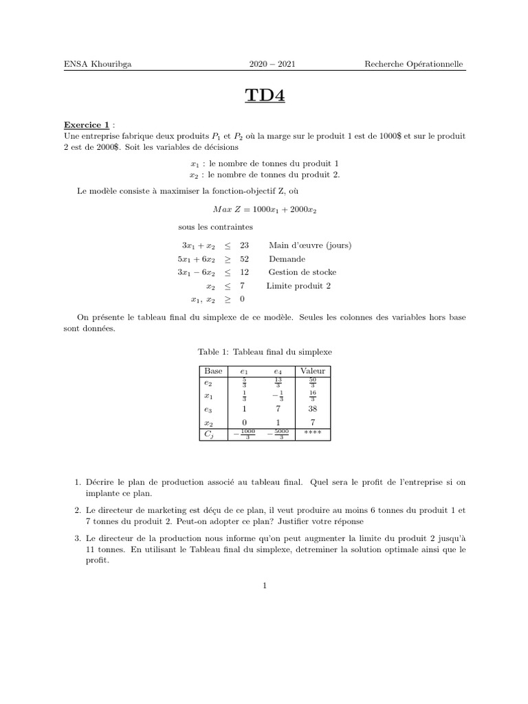 Optimisation de la production en entreprise | PDF | Optimisation ...