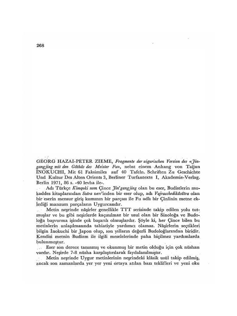 HAZAIPETER ZIEME, Fragmente Der Uigurischen Version Des