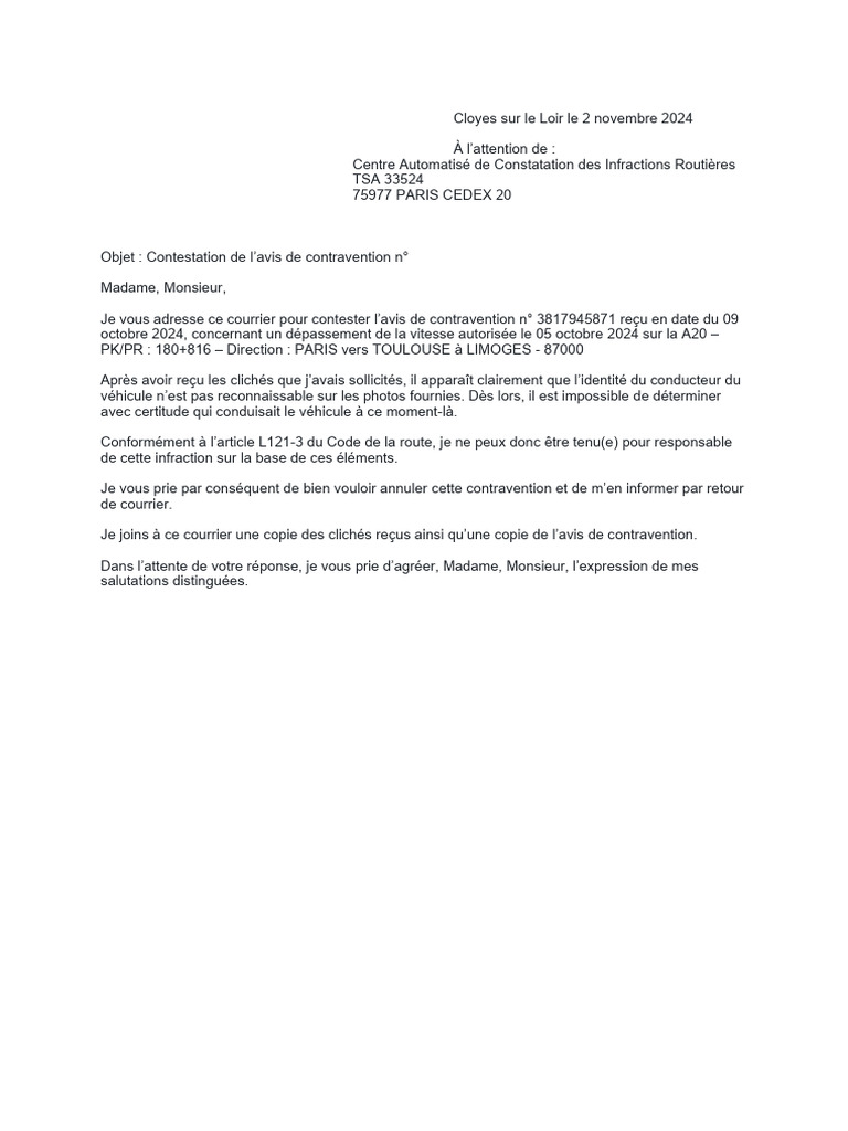 Contestation d'avis de contravention | PDF