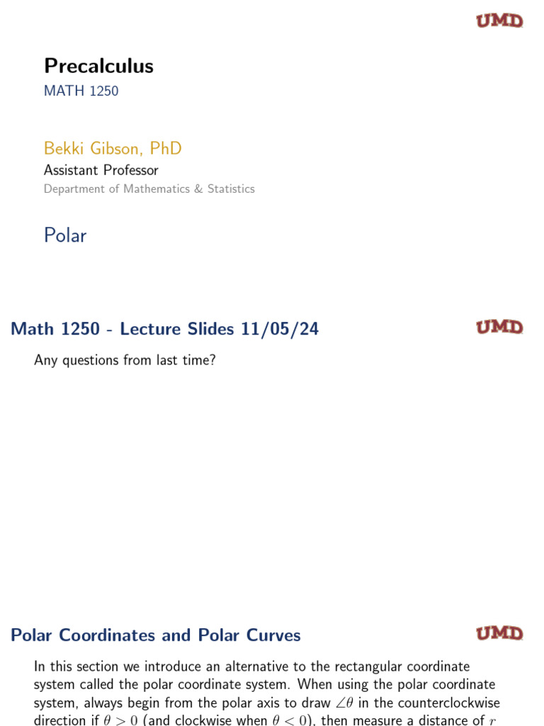 Understanding Polar Coordinates in Precalculus | PDF | Geometry ...