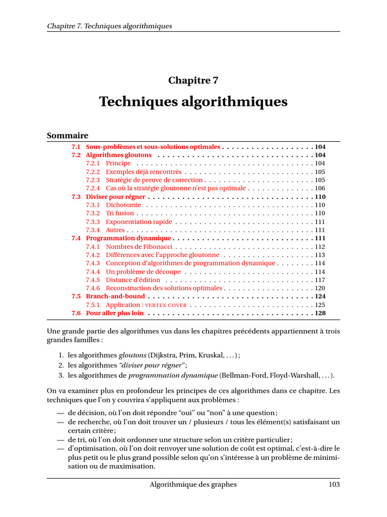 Techniques algorithmiques en informatique | PDF | Programmation ...