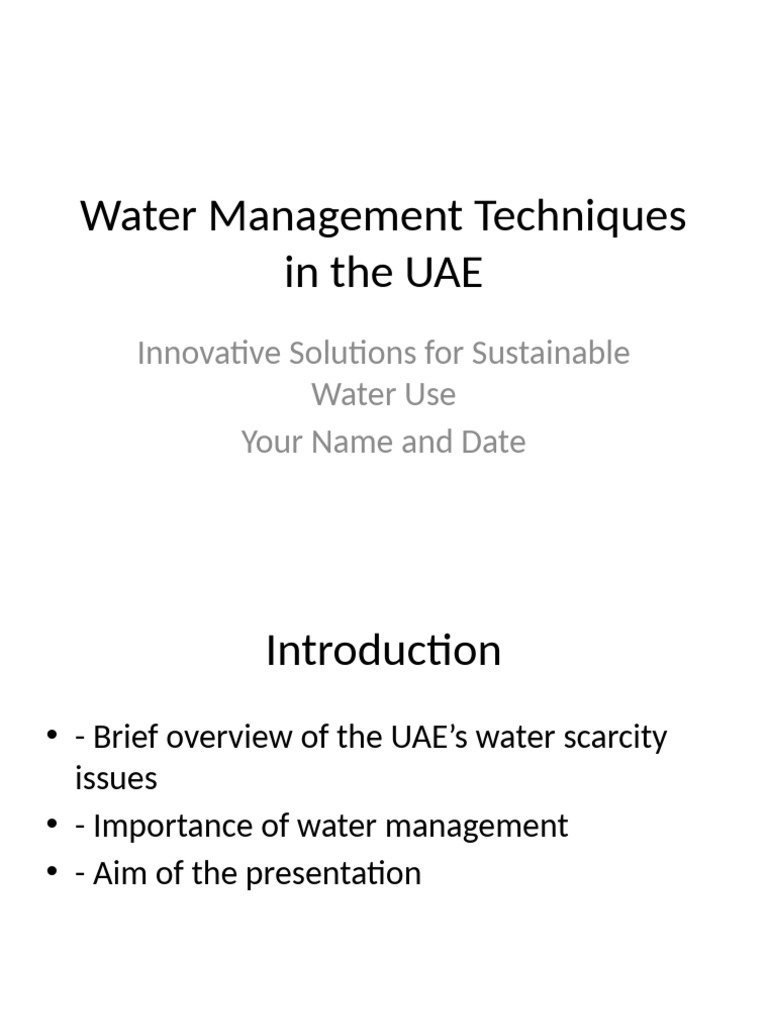 Sustainable Water Management in the UAE | PDF