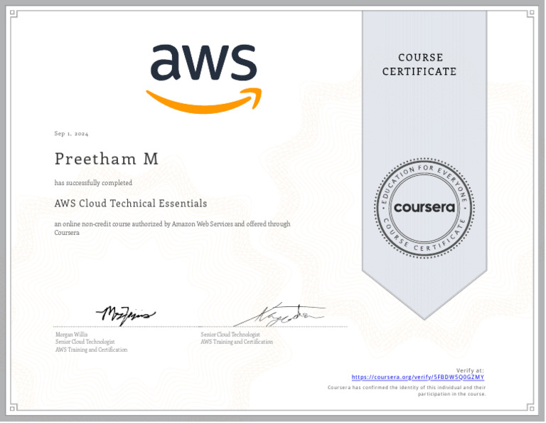 AWS Cloud Course Completion | PDF