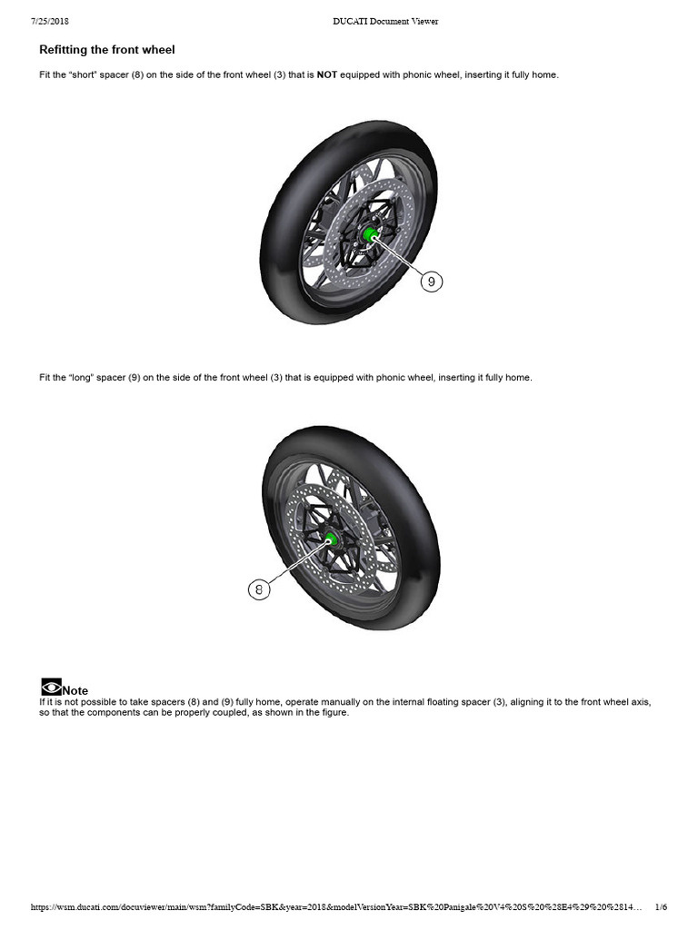 Front Wheel Refitting Guide for Ducati | PDF | Screw | Nut (Hardware)