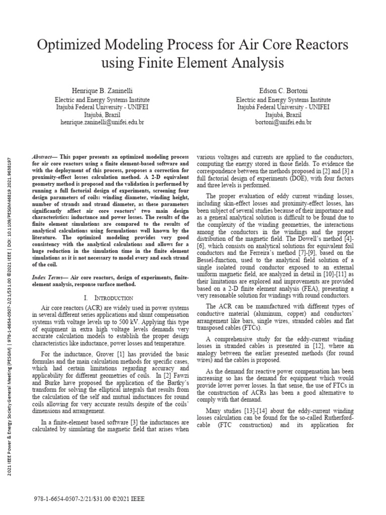 Optimized Air Core Reactor Modeling | PDF | Inductance | Inductor