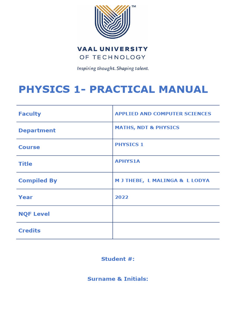 Physics 1 Practical Manual 2022 | PDF | Series And Parallel Circuits ...