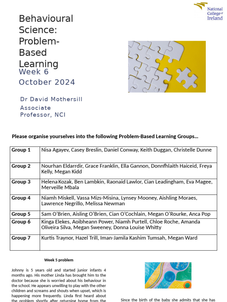 Problem-Based Learning in Behavioral Science | PDF | Attachment Theory ...