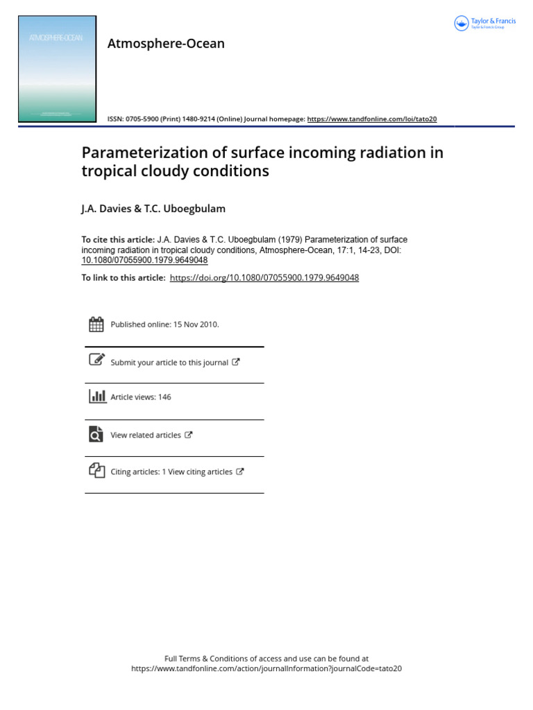 Parameterization of Surface Incoming Radiation in Tropical Cloudy ...