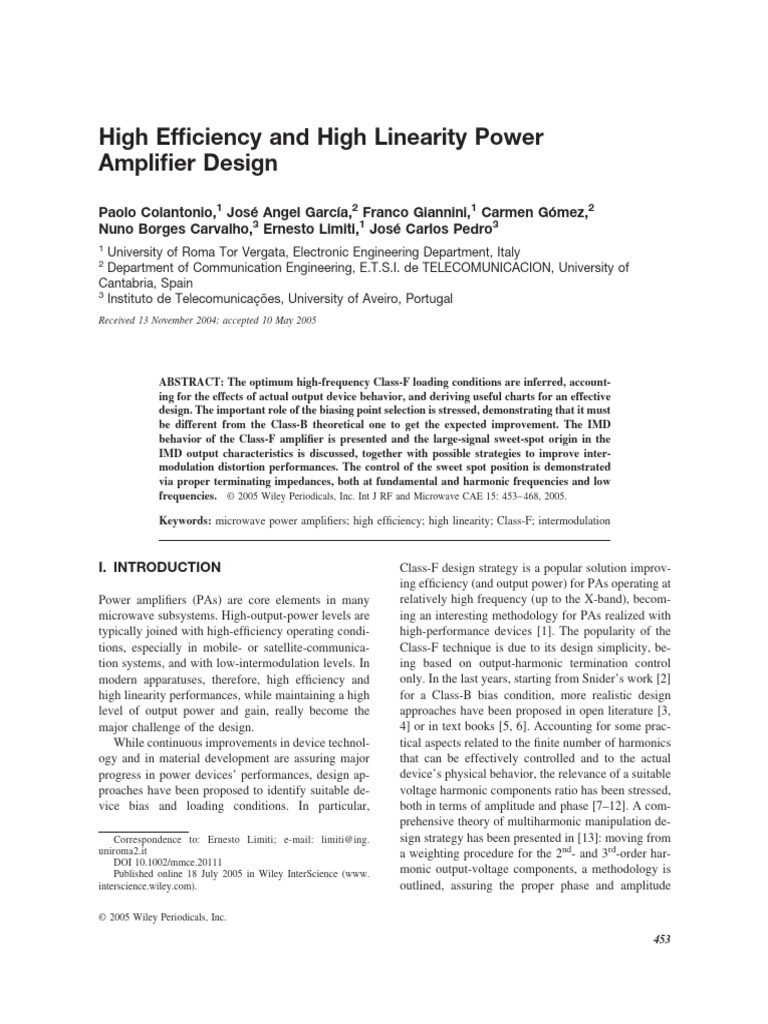 High Efficiency Class-F Amplifier Design | PDF | Amplifier | Electrical ...