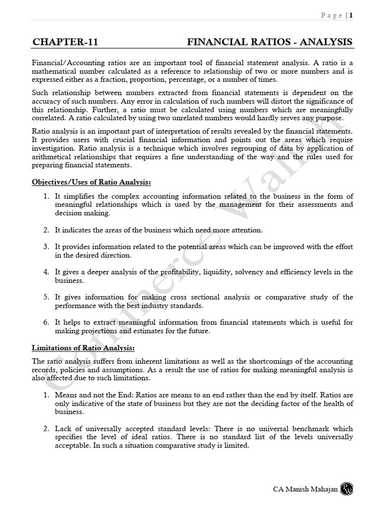 E-Notes 11 - Notes (Ratio Analysis) | PDF | Equity (Finance) | Debt